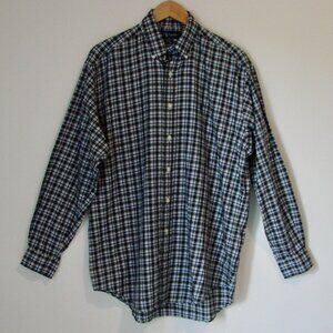 Ralph Lauren Blue Label Pony Black Blue Plaid Shirt Blake Size Medium